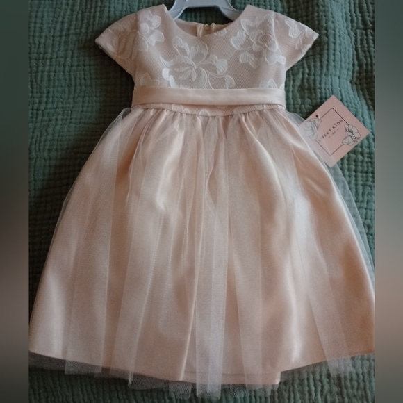 Toddler Birthday Dress 12 Months Creamy Beige - Picture 1 of 13